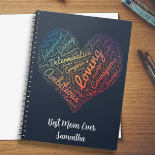 Mots de coeur colorés mignons Carnet pour mamans e