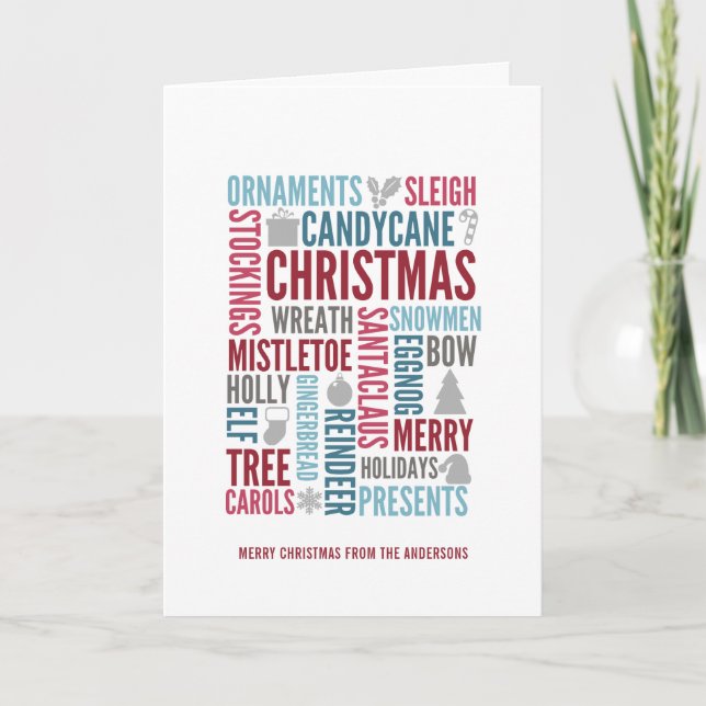 Mots de Noël Carte de voeux de Noël (Devant)