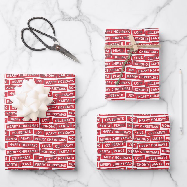 Mots de Noël Feuille papier d'écorce rouge (Recto)