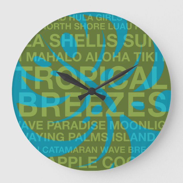 Mots d'été Horloges en feuilles de Monstera et de  (Recto)