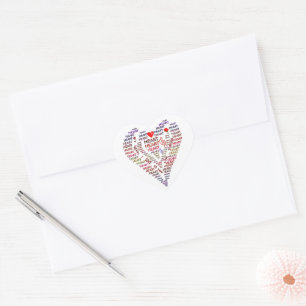 Mots du coeur sur les autocollants cardiaques