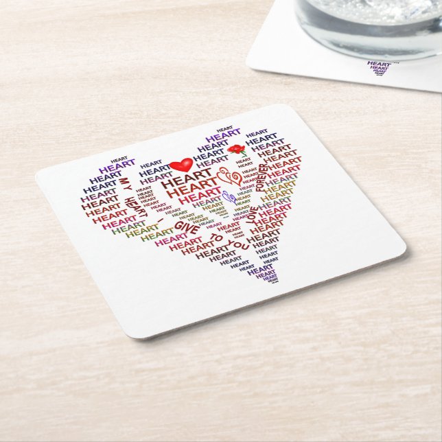 Mots du Dessous de verre Carré du coeur (Incliné)
