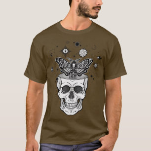 Motte des Toten Kopfes kosmische Symbole T-Shirt
