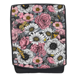 Motten auf der Blume mischen in Rosa und Grau Rucksack