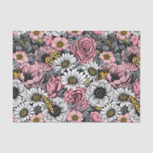 Motten auf der Blume mischen in Rosa und Grau Seidenpapier