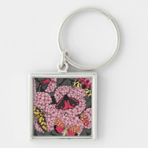 Motten auf rosa Hydrangea Schlüsselanhänger