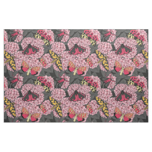 Motten auf rosa Hydrangea Stoff