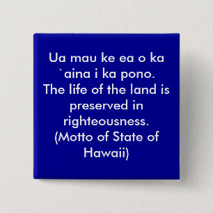 Motto von Hawaii Button