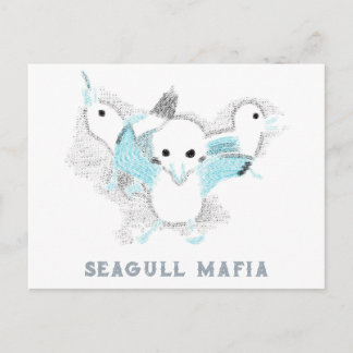 Mouette Mafia Carte Postale Drôle de Vie de Plage