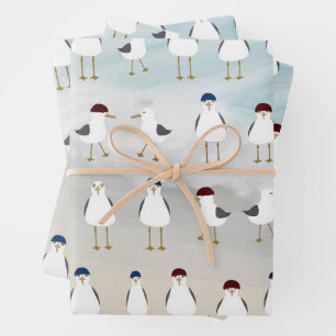 Mouettes argentées Enveloppant papier feuille plat
