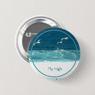 Mouettes d'Océan Vagues Voler Haut Badge