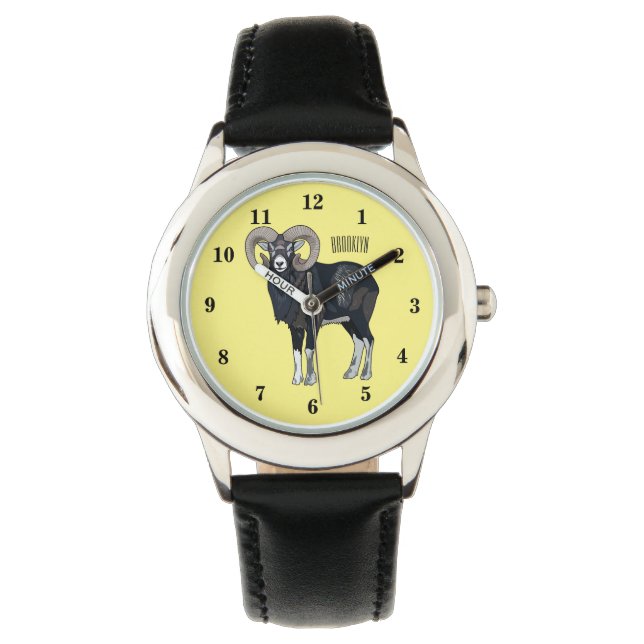 Mouflon-Cartoon Armbanduhr (Vorderseite)