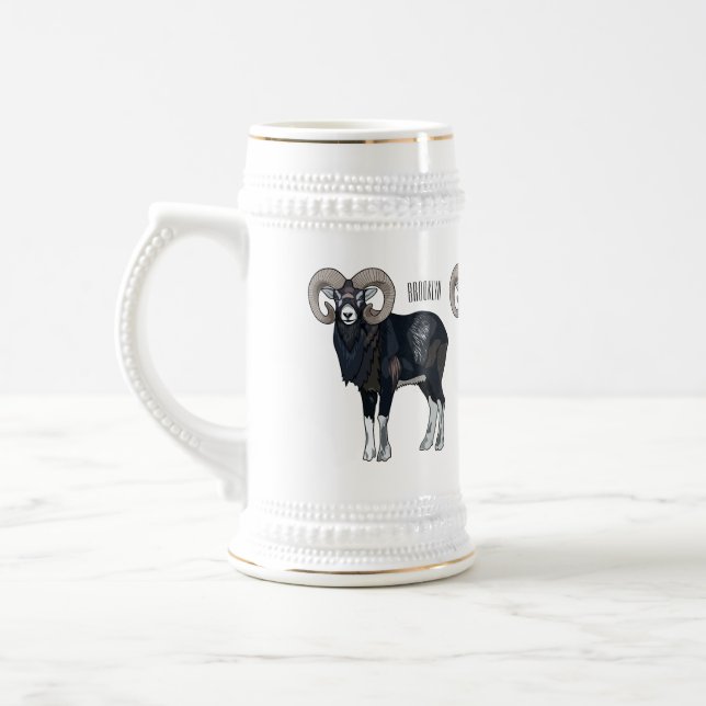 Mouflon-Cartoon Bierglas (Links)