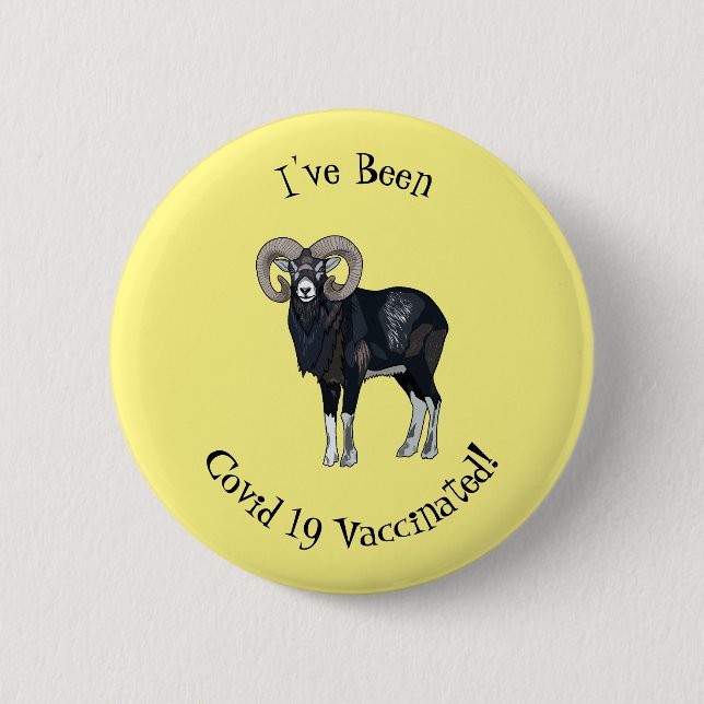 Mouflon-Cartoon Button (Vorderseite)