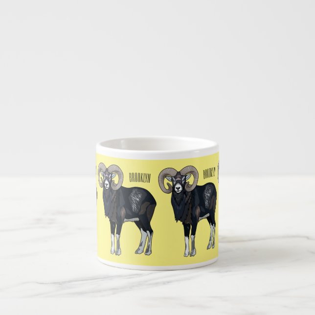 Mouflon-Cartoon Espressotasse (Vorderseite)