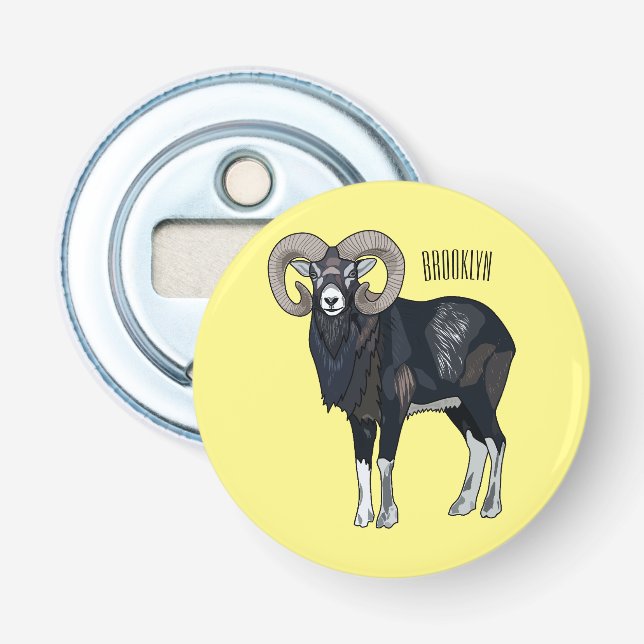 Mouflon-Cartoon Flaschenöffner (Vorderseite)