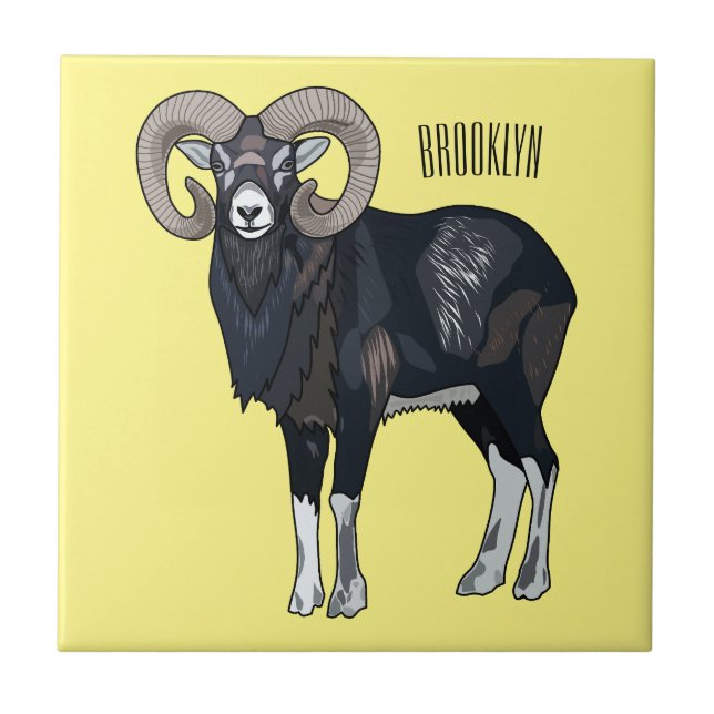Mouflon-Cartoon Fliese (Vorderseite)