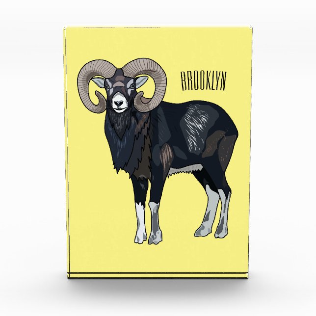 Mouflon-Cartoon Fotoblock (Vorderseite)
