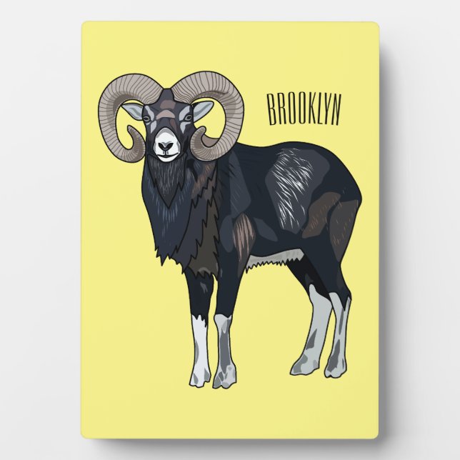 Mouflon-Cartoon Fotoplatte (Vorderseite)
