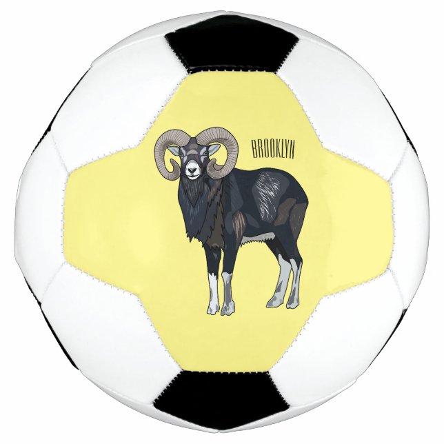 Mouflon-Cartoon Fußball (Vorderseite)