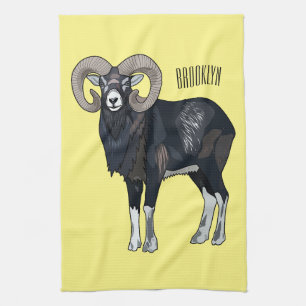 Mouflon-Cartoon Geschirrtuch