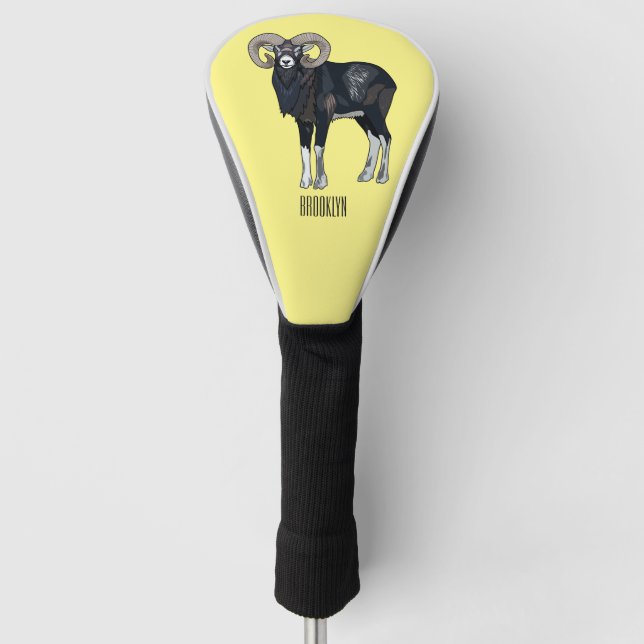 Mouflon-Cartoon Golf Headcover (Vorderseite)
