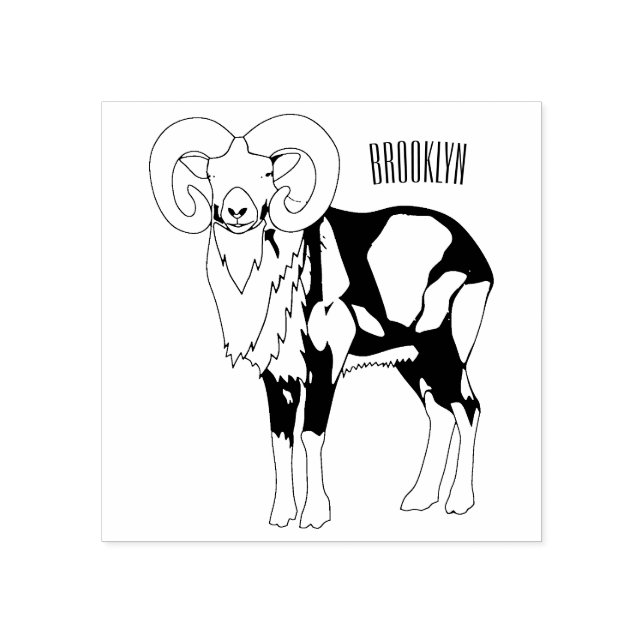 Mouflon-Cartoon Gummistempel (Prägung)