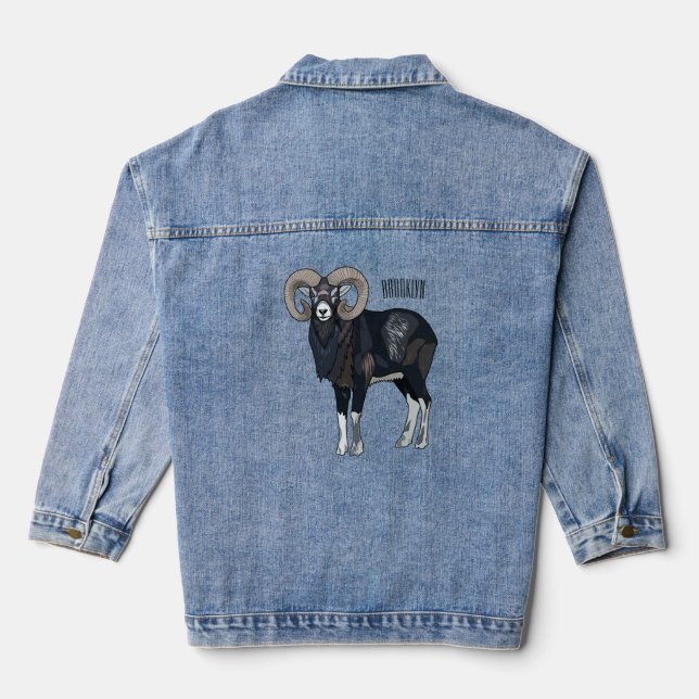 Mouflon-Cartoon Jeansjacke (Rückseite)