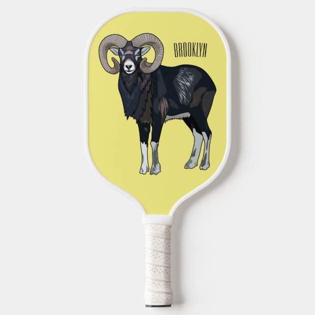 Mouflon-Cartoon Pickleball Schläger (Vorderseite)