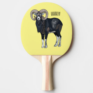 Mouflon-Cartoon Tischtennis Schläger