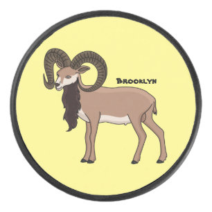 Mouflon-Ziegen-Illustration Eishockey Puck
