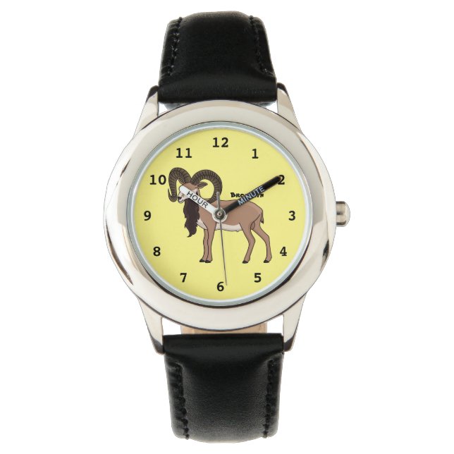 Mouflon-Ziegenbild Armbanduhr (Vorderseite)