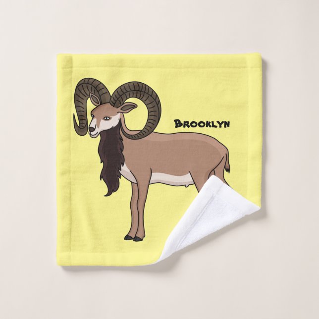 Mouflon-Ziegenbild Badhandtuch Set (Waschlappen)
