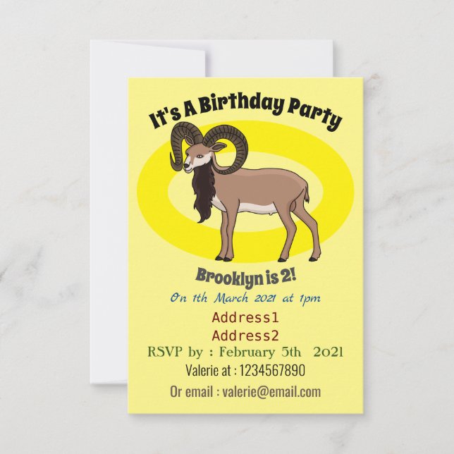 Mouflon-Ziegenbild Einladung (Vorderseite)