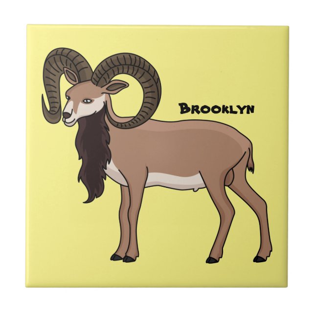 Mouflon-Ziegenbild Fliese (Vorderseite)