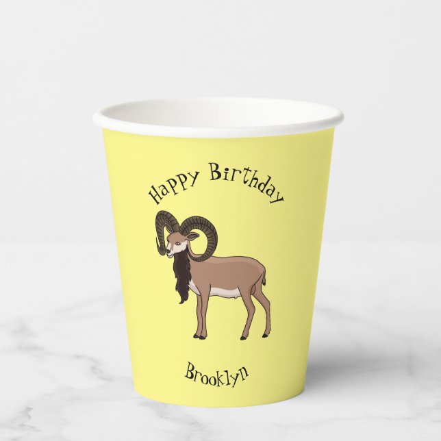 Mouflon-Ziegenbild Pappbecher (Vorderseite)