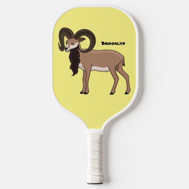Mouflon-Ziegenbild Pickleball Schläger (Vorderseite)