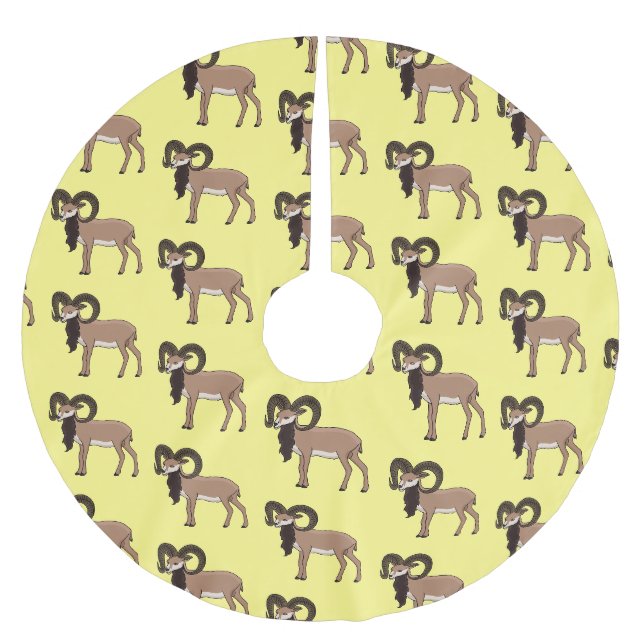 Mouflon-Ziegenbild Polyester Weihnachtsbaumdecke (Vorderseite)