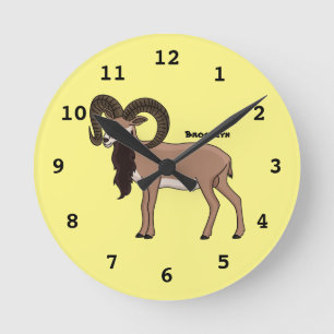 Mouflon-Ziegenbild Runde Wanduhr