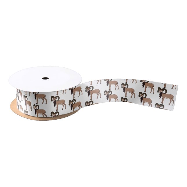 Mouflon-Ziegenbild Satinband (Spule)
