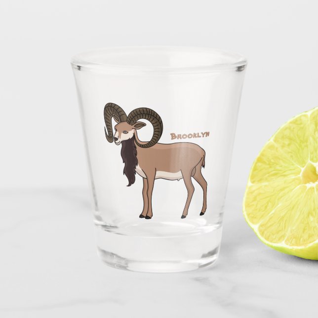 Mouflon-Ziegenbild Schnapsglas (Vorderseite)