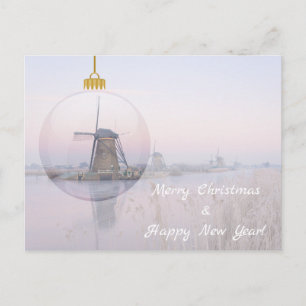 Moulin à vin dans une bille de verre carte de noël