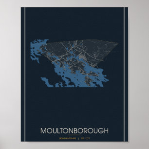 Moultonborough New Hampshire Straßenkarte Poster (