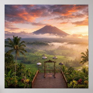 Mount Agung Blick Lahangan Sweet Bali Landschaftsk Poster