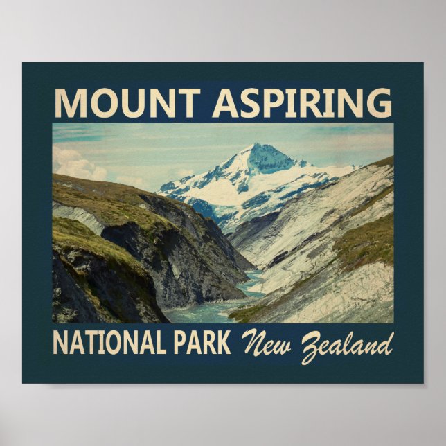 Mount Aspiring Nationalpark Neuseeland Vintag Poster (Vorne)