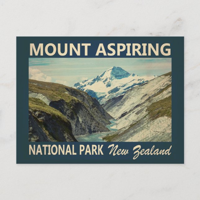 Mount Aspiring Nationalpark Neuseeland Vintag Postkarte (Vorderseite)