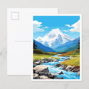 Mount Aspiring Neuseeland Vintage-Reise Postkarte