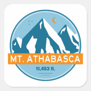 Mount Athabasca Sterne Mond Quadratischer Aufkleber