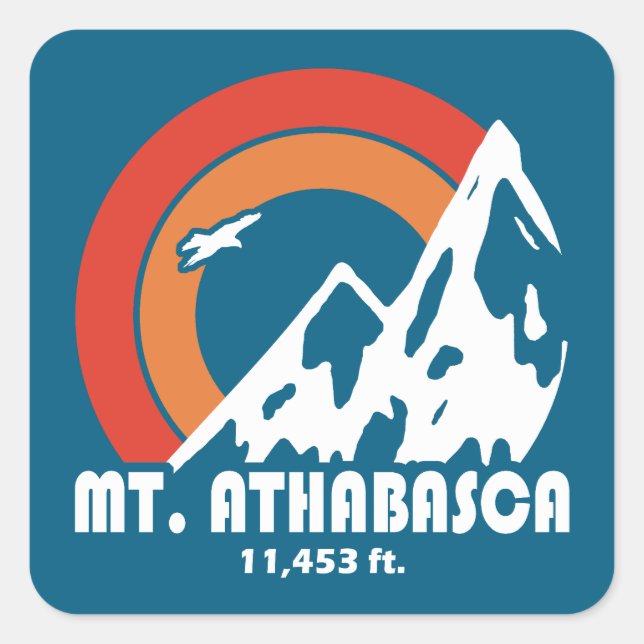 Mount Athabasca Sun Eagle Quadratischer Aufkleber (Vorderseite)