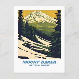 Mount Baker National Forest Illustration Retro Cla Postkarte
